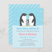 Hiver Penguin Famille Bébé Douche Invitations (Devant / Derrière)