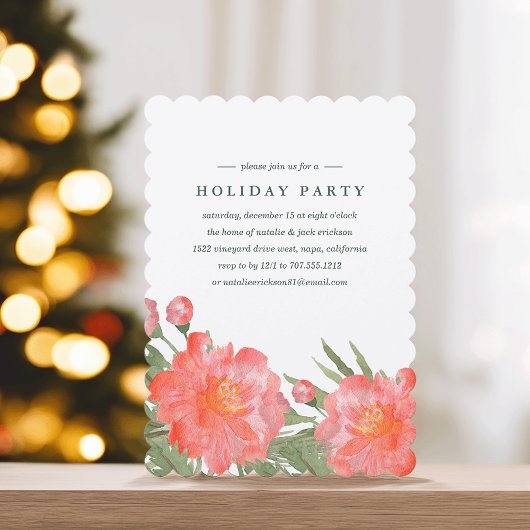 Hiver Peony Fête Invitation