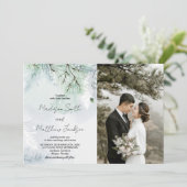 Hiver Pine Neige Mariage Invitations avec photo (Debout devant)