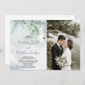 Hiver Pine Neige Mariage Invitations avec photo (Devant / Derrière)
