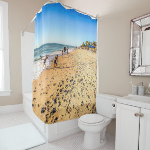 Hiver Plage Scène Douche Rideau