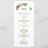 Hiver Poinsettia Pine Berry Xmas Mariage Menu (Dos)