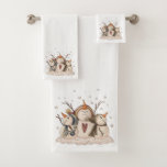 Hiver primitif de Christmas Snowman Rustic<br><div class="desc">Snowman snowflake rustique pays hiver primitif de l'ensemble de serviettes de bain de Noël. Modifiez l'arrière - plan de couleur et personnalisez si vous le souhaitez. Cliquez simplement sur le bouton "Personnaliser". Ajoutez une autre salle de bain,  une cuisine et un décor maison assortis.</div>