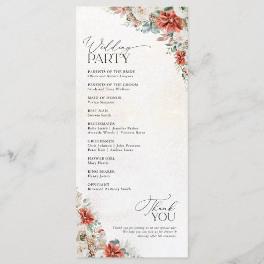 Hiver Programme de mariage Pinecone rouge verdure (Dos)