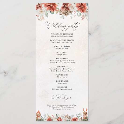 Hiver Programme de mariage Pinecone rouge verdure (Dos)