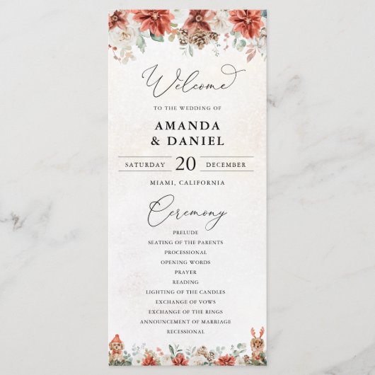 Hiver Programme de mariage Pinecone rouge verdure (Devant)