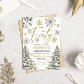 Hiver Quarante Anniversaire Invitation Or et argen