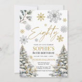 Hiver Quatre-vingts Anniversaire Invitation Or et  (Devant)