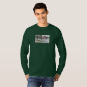 Hiver Red Barn aquarelle long manches t-shirt (Devant entier)