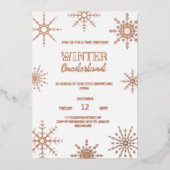 Hiver Rose Gold onederland Invitation en feuille (Recto)
