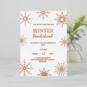 Hiver Rose Gold onederland Invitation en feuille (Debout devant)