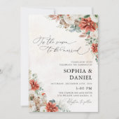 Hiver Rouge vert Faire-part de mariage Pinecone (Devant)