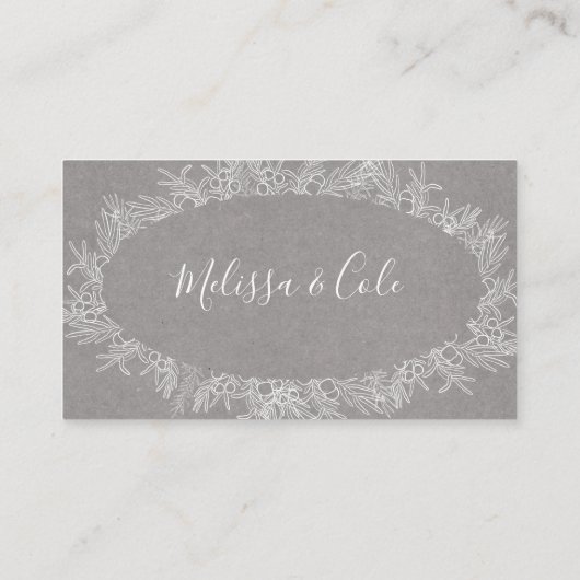 Hiver rustique | Carte Mariage Gray Flat (Dos)