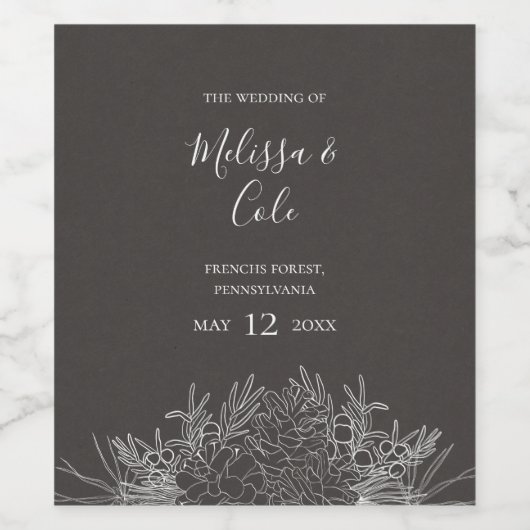 Hiver rustique | Étiquette de vin Mariage de charb (Étiquettes simples)