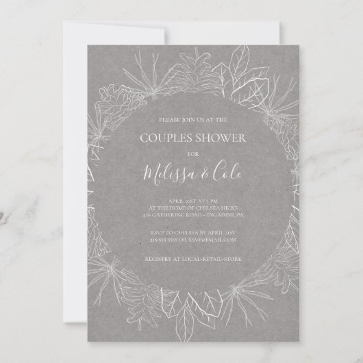 Hiver rustique | Invitation de douche pour couples (Devant)