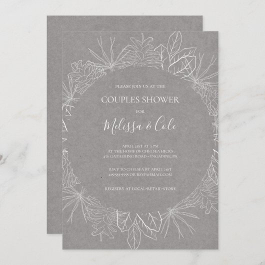 Hiver rustique | Invitation de douche pour couples (Devant / Derrière)