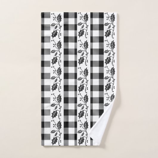 hiver rustique noir et blanc plaid (Serviette à main)