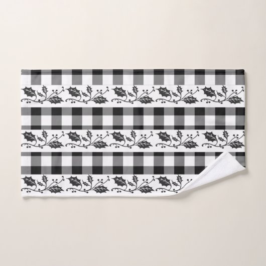 hiver rustique noir et blanc plaid (Serviette à main)