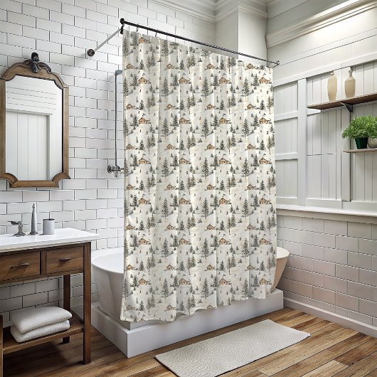 Hiver Ski Lodge Douche rideau