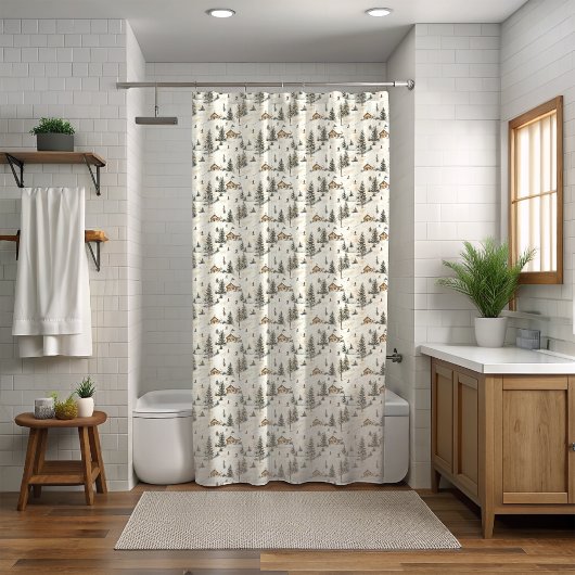 Hiver Ski Lodge Douche rideau