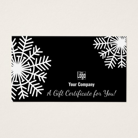 Hiver Snowflake Black & White Certificat cadeau (Devant)