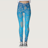 Hiver Snowflake Motif Leggings bleus (Devant)