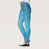 Hiver Snowflake Motif Leggings bleus (Gauche)