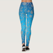 Hiver Snowflake Motif Leggings bleus (Dos)
