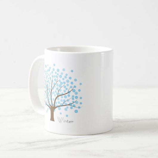 Hiver Snowflake Tree Cafe Mug (Devant gauche)