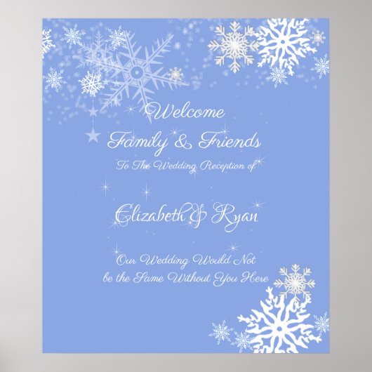 Hiver, Snowflakes, Mariage, Custom Welcome Poster (Devant)