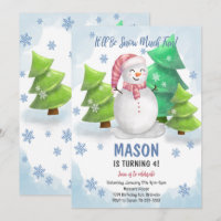 Hiver Snowman Snowflake Anniversaire Invitation