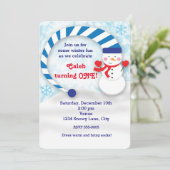 Hiver Snowman Snowy Vacances Cute Party Invitation (Debout devant)