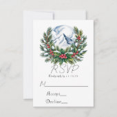 Hiver Snowy Pine Wreath Wedding RSVP (Devant)