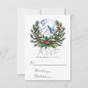 Hiver Snowy Pine Wreath Wedding RSVP
