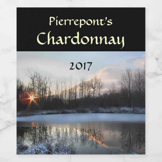Hiver Sunrise Pond Vin blanc Étiquette (Étiquettes simples)