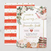 Hiver Thé de Noël Baby brasse Invitation (Devant / Derrière)