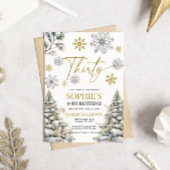 Hiver Trente Anniversaire Invitation Or et argent