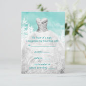 Hiver Turquoise Blue Snowflakes Quinceanera RSVP (Debout devant)