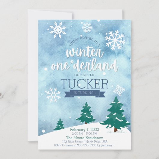 Hiver Un derland 1er anniversaire Invitation de fê (Devant)