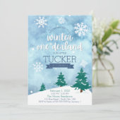 Hiver Un derland 1er anniversaire Invitation de fê (Debout devant)