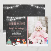 Hiver UN derland fête d'anniversaire invitation ro (Devant / Derrière)