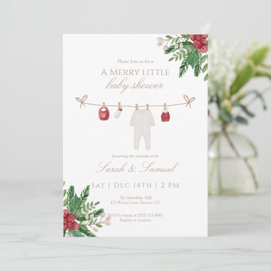 Hiver Une Jolie Petite Invitation Baby shower (Debout devant)