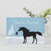 Hiver Unicorne et fées Anniversaire Invitation (Debout devant)