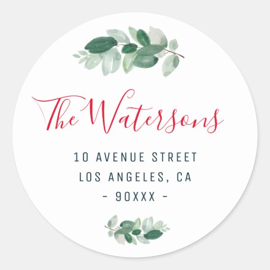 hiver verdure vacances retour adresse autocollant (Devant)