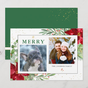 🎄 hiver vert + Gold Carte de Noël 2 photos