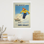 hiver vintage Ski sun valley idaho Travel Poster (Cuisine)