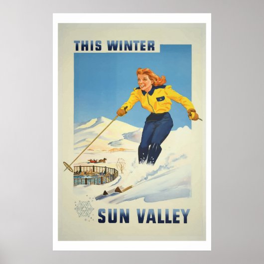 hiver vintage Ski sun valley idaho Travel Poster (Devant)