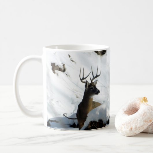 Hiver Whitetail Buck Antlers Mug (Avec donut)