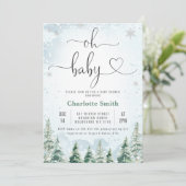 Hiver Wilderness Oh Baby Baby shower Invitation (Debout devant)