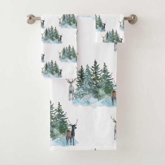Hiver Wonderland Forêt Antlers Pine Trees (En situation)